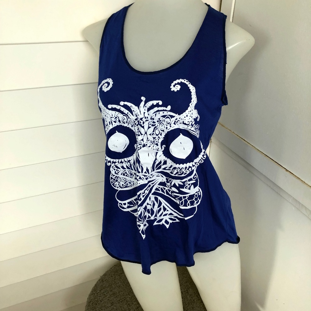 Thai Blue with White Mask Design Tank Top - One Size - NWOT